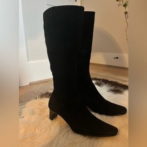 Black suede knee high boots size 8.5